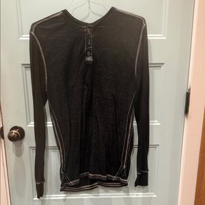 Buckle Black Textured Henley Shirt